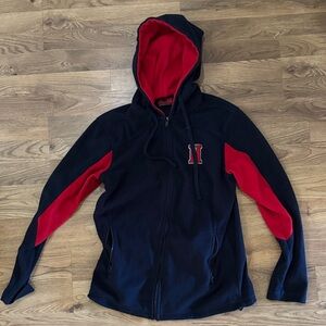 University of Houston Navy and Red Vintage Zip Hooded Fleece Hoodie Size Small